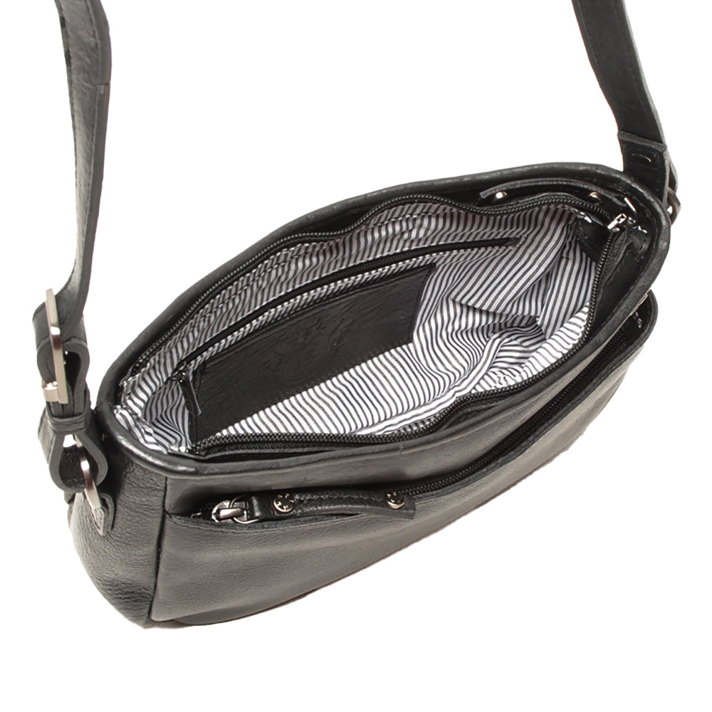 Zwart lederen crossovertas 335-043