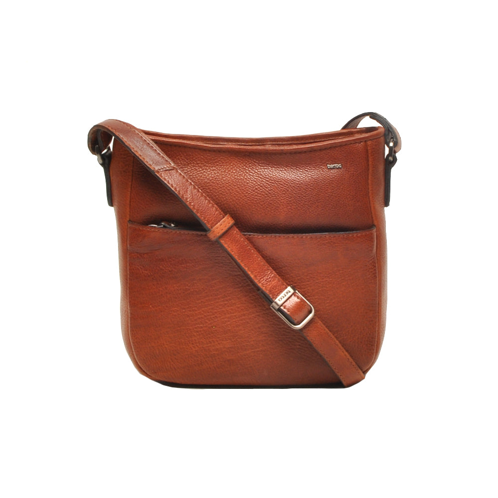 Cognac lederen handtas Berba