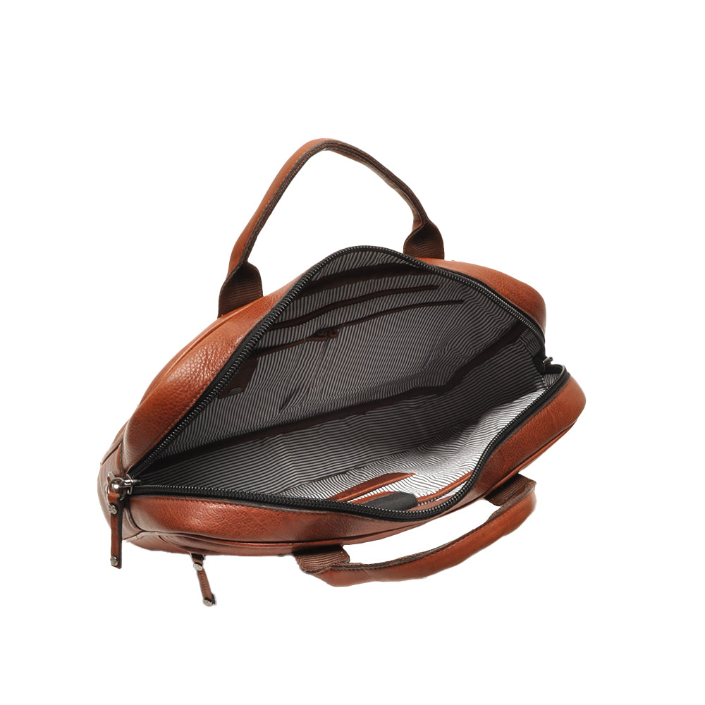 Computertas leder cognac