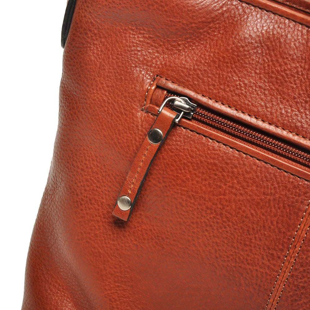 Cognac lederen handtas 335-994