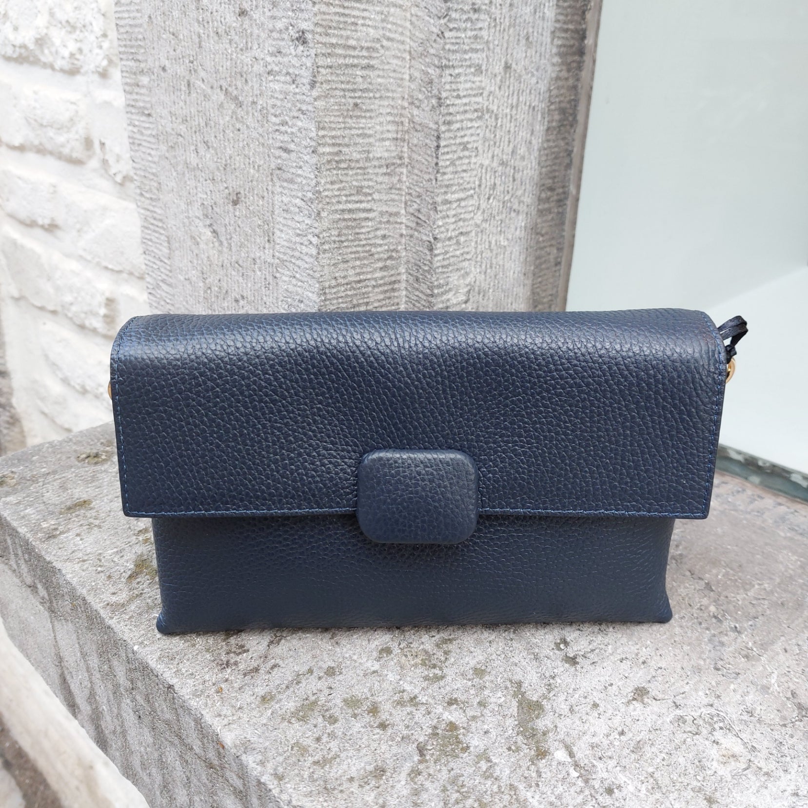 Handtasje leder blauw