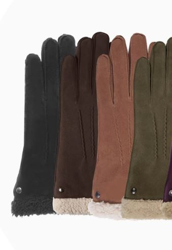 Handschoenen dames leder imitatiebont camel