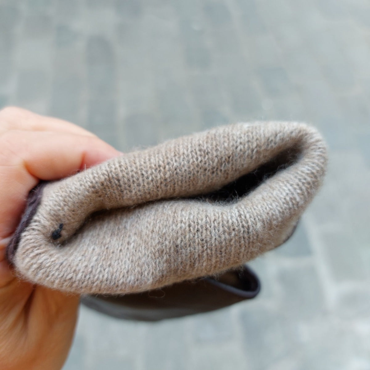 Handschoenen dames leder/cachemire zwart GS