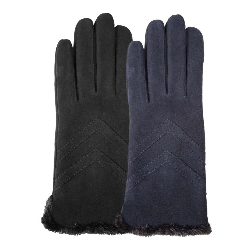 Handschoenen dames leder micro-nepbont zwart