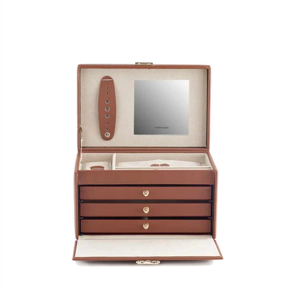 Juweeldoos leder cognac