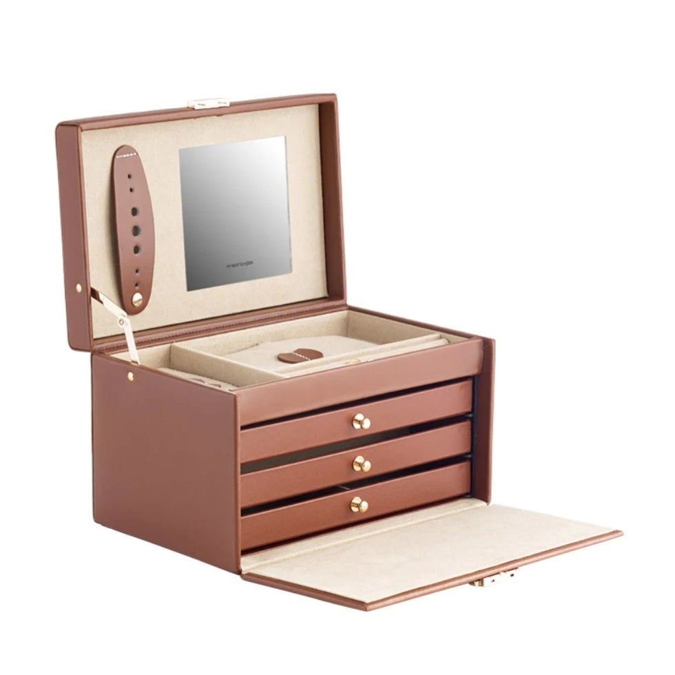 Juweeldoos leder cognac