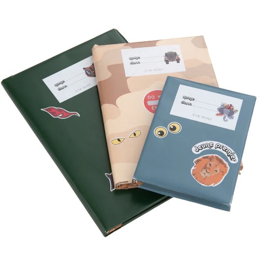 GRATIS kaftpapier met labels JEUNE PREMIER bij aankoop boekentas/rugzak