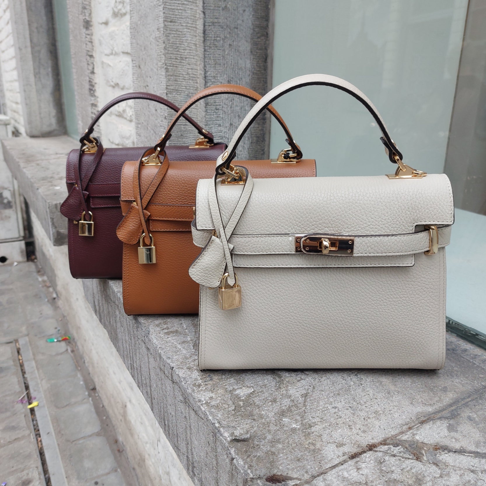Hermès like lederen handtasje