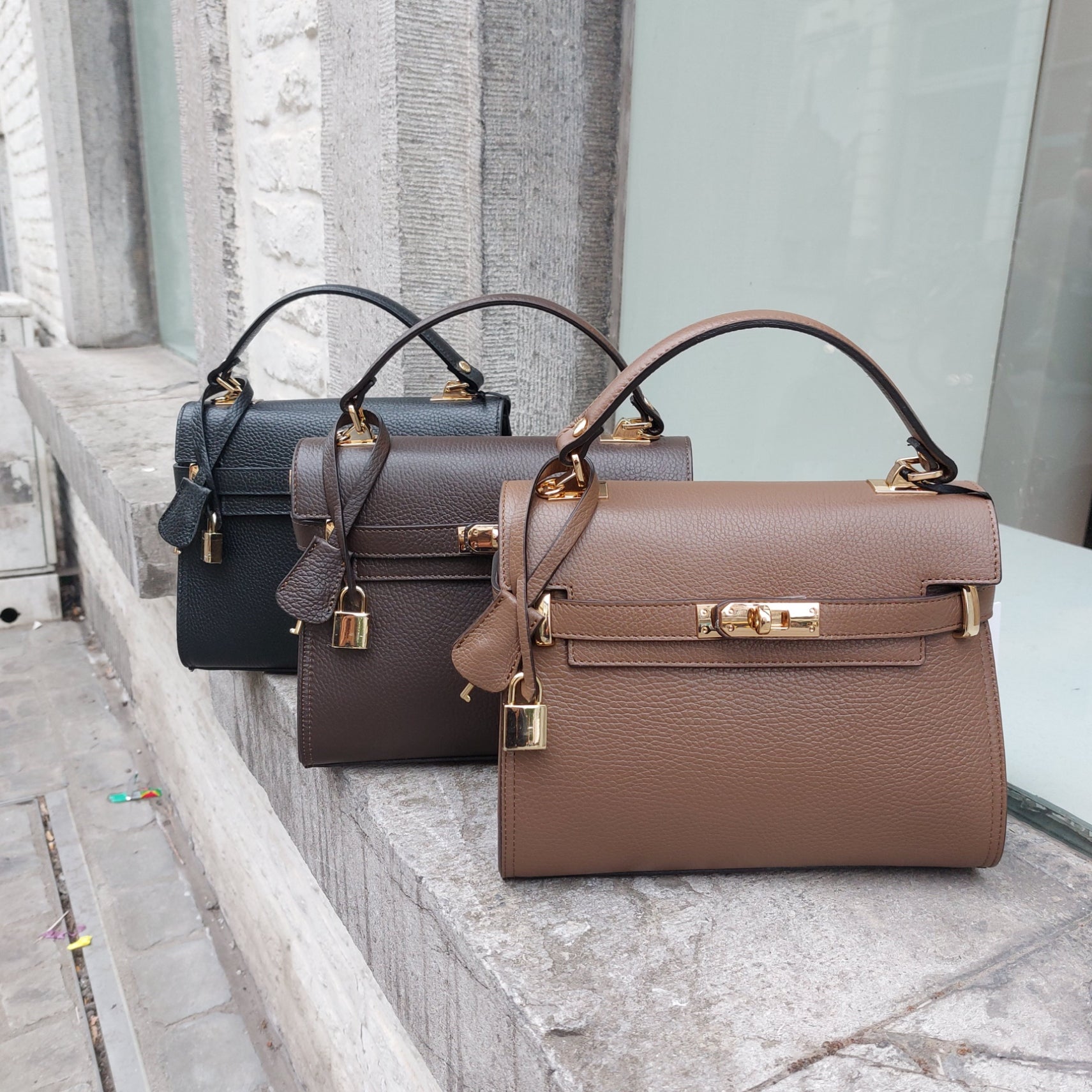 Hermès like lederen handtasje