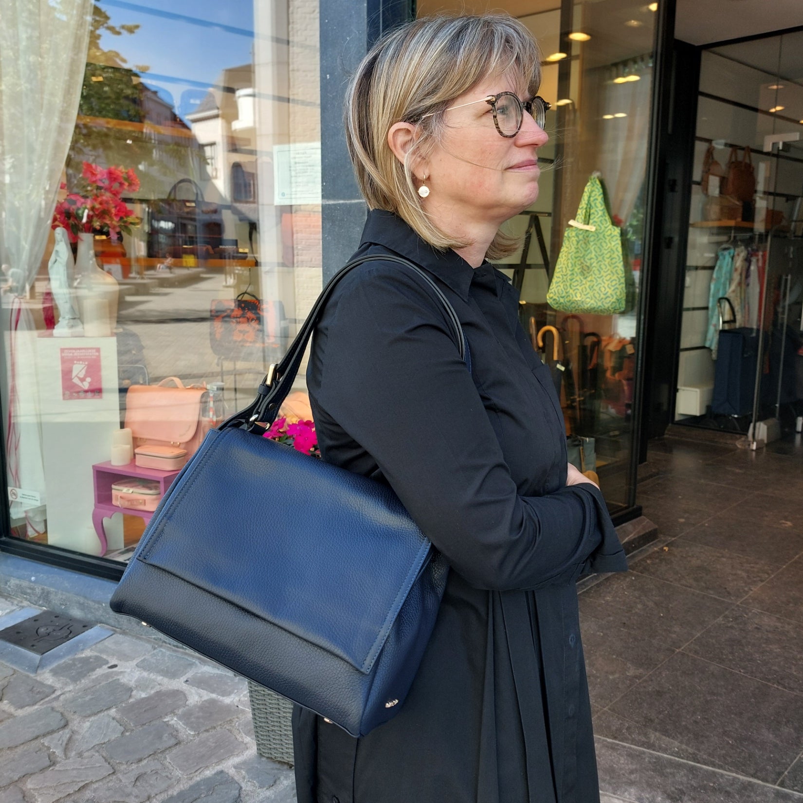 Handtas leder blauw Gianni Notaro