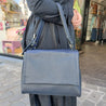 Blauwe lederen handtas