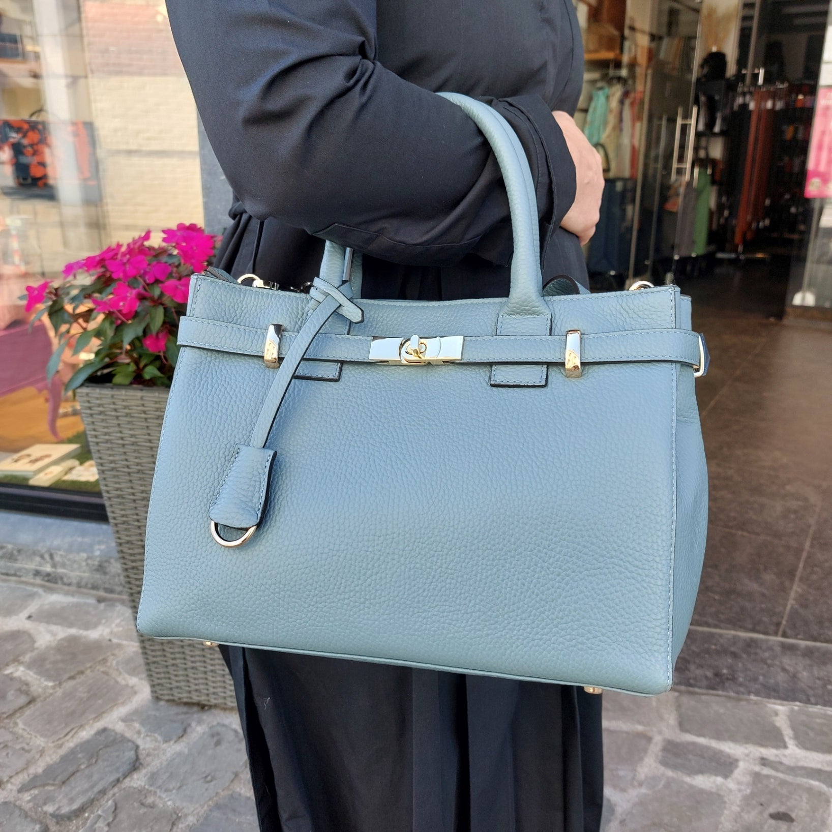 Handtas Italië cielo leder