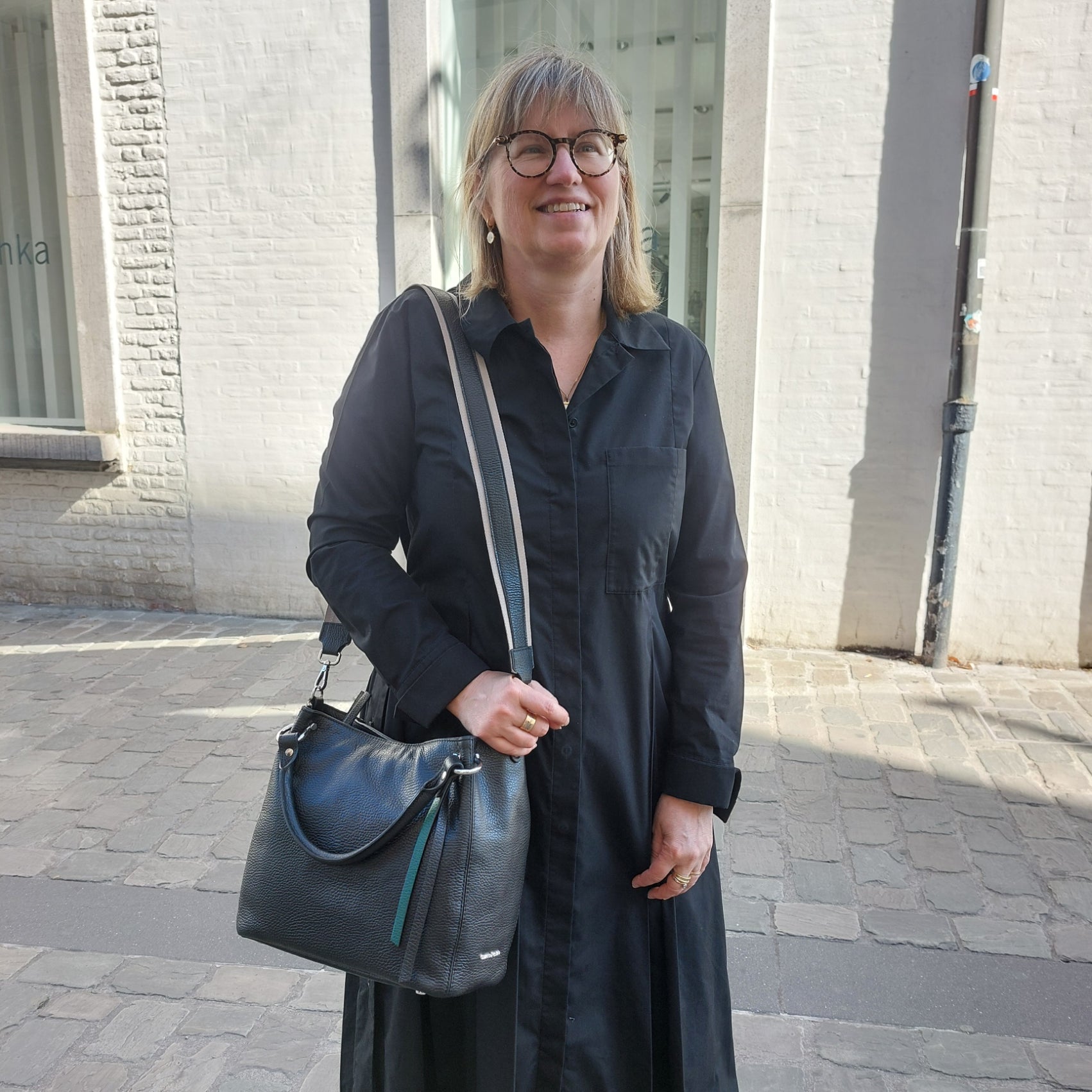 Handtas zwart leder Carol J.