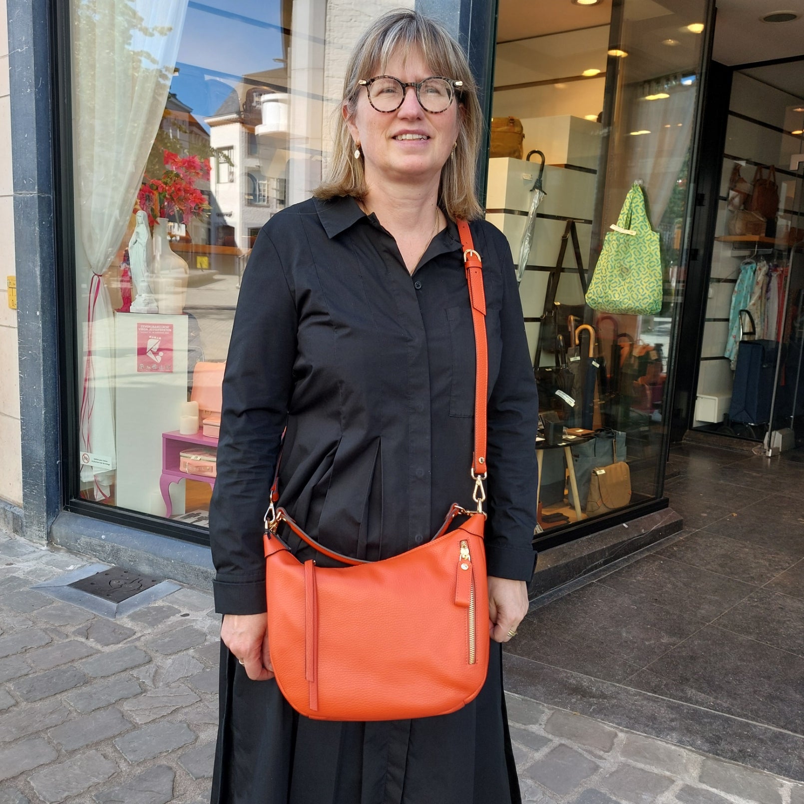 Crossbodytas leder orange