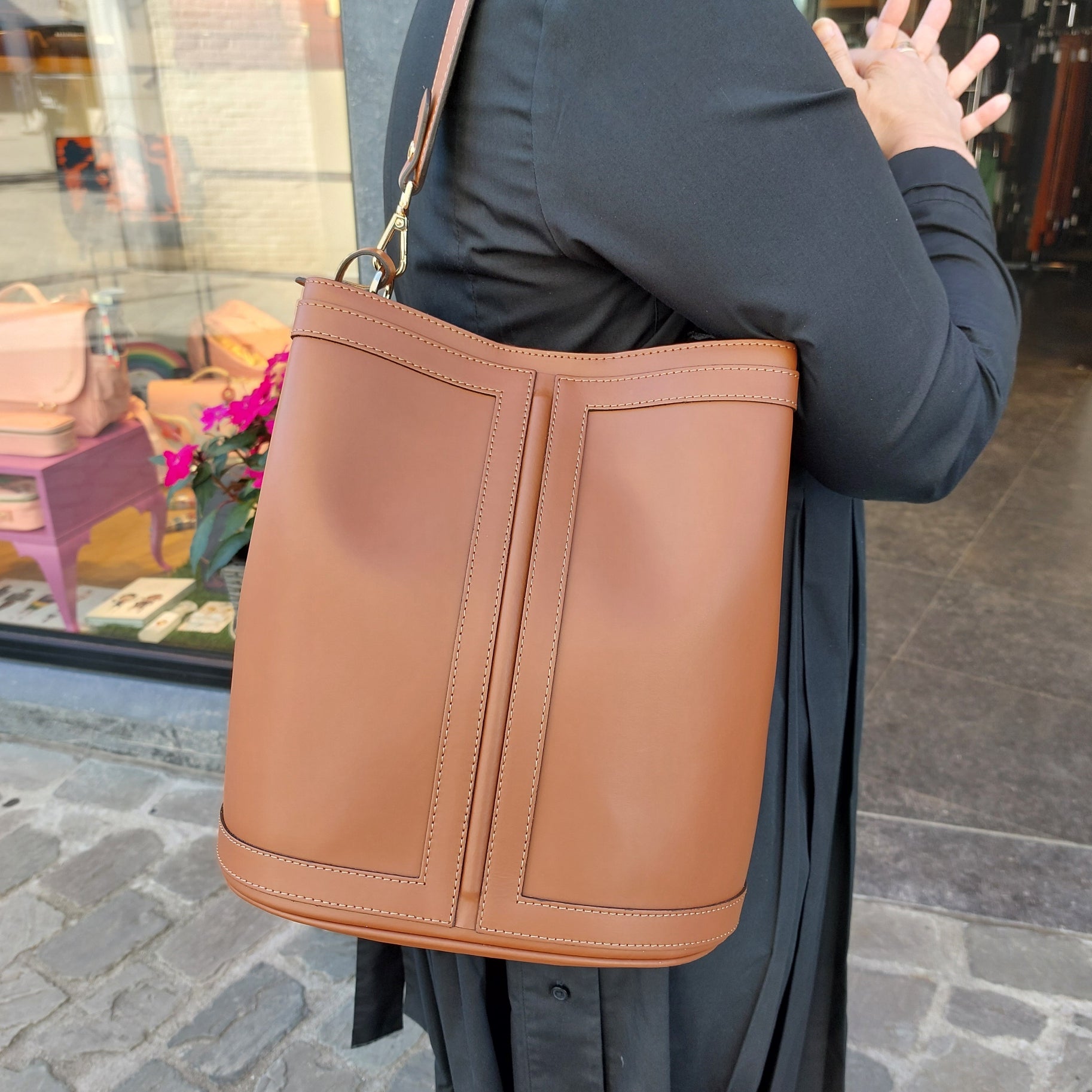 Schoudertas leder Carol J. 390 cuoio