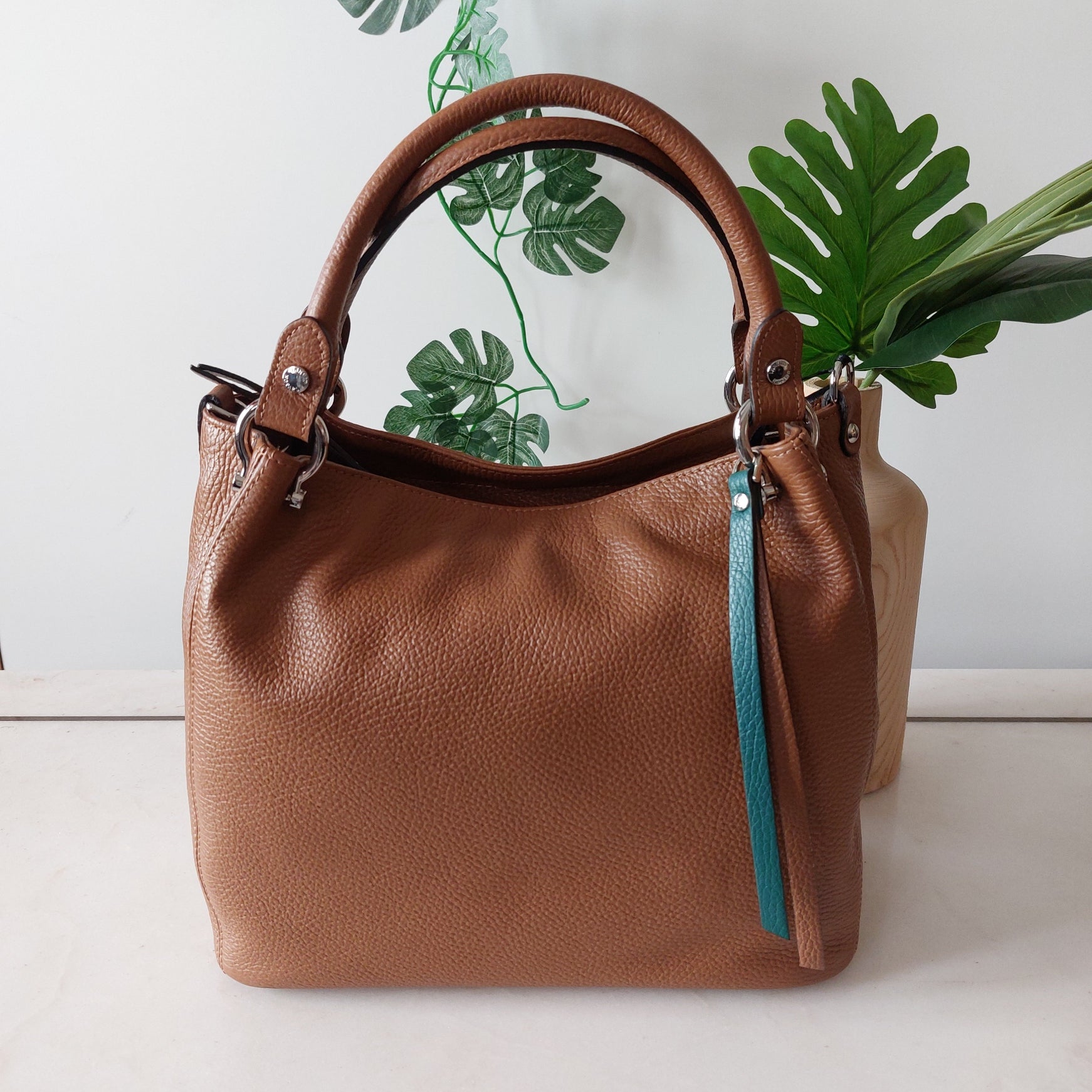 Handtas leder Gianni Notaro cognac