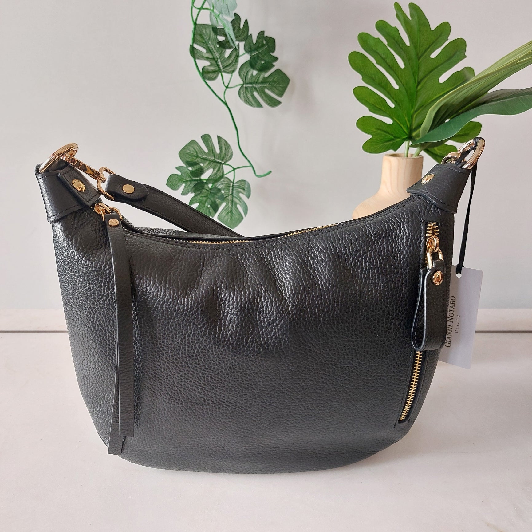 Handtas leder nero 443 Gianni Notaro