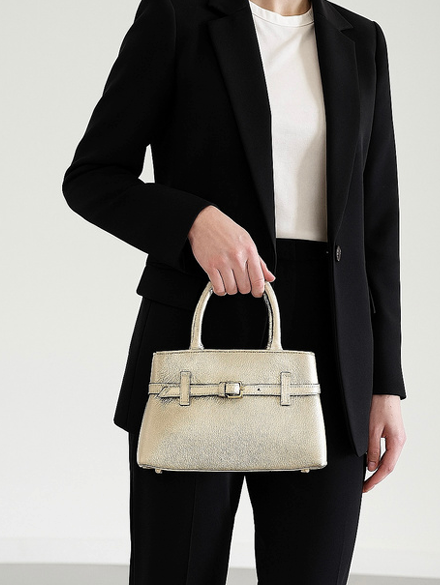 Handtasje leder goud en zilver