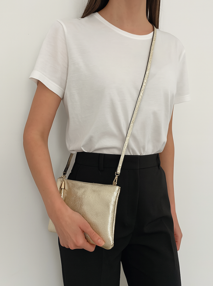 Gouden clutch leder