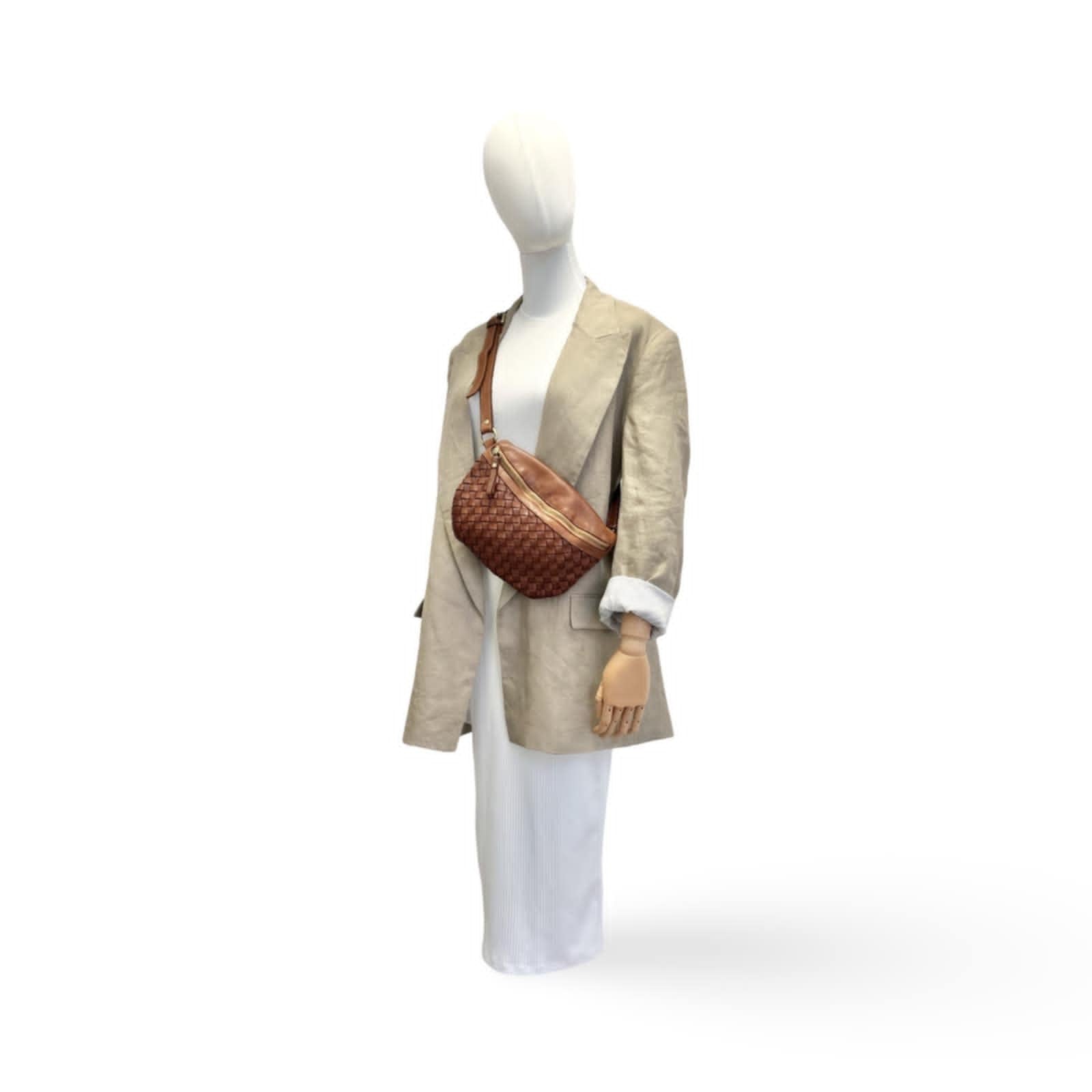 ALBA gevlochten leren crossbody tas voor dames – compact en elegant ontwerp