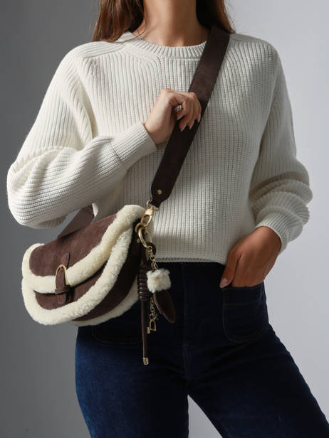 ETRIER ALPIN crossbody tas van suèdeleer met klepsluiting