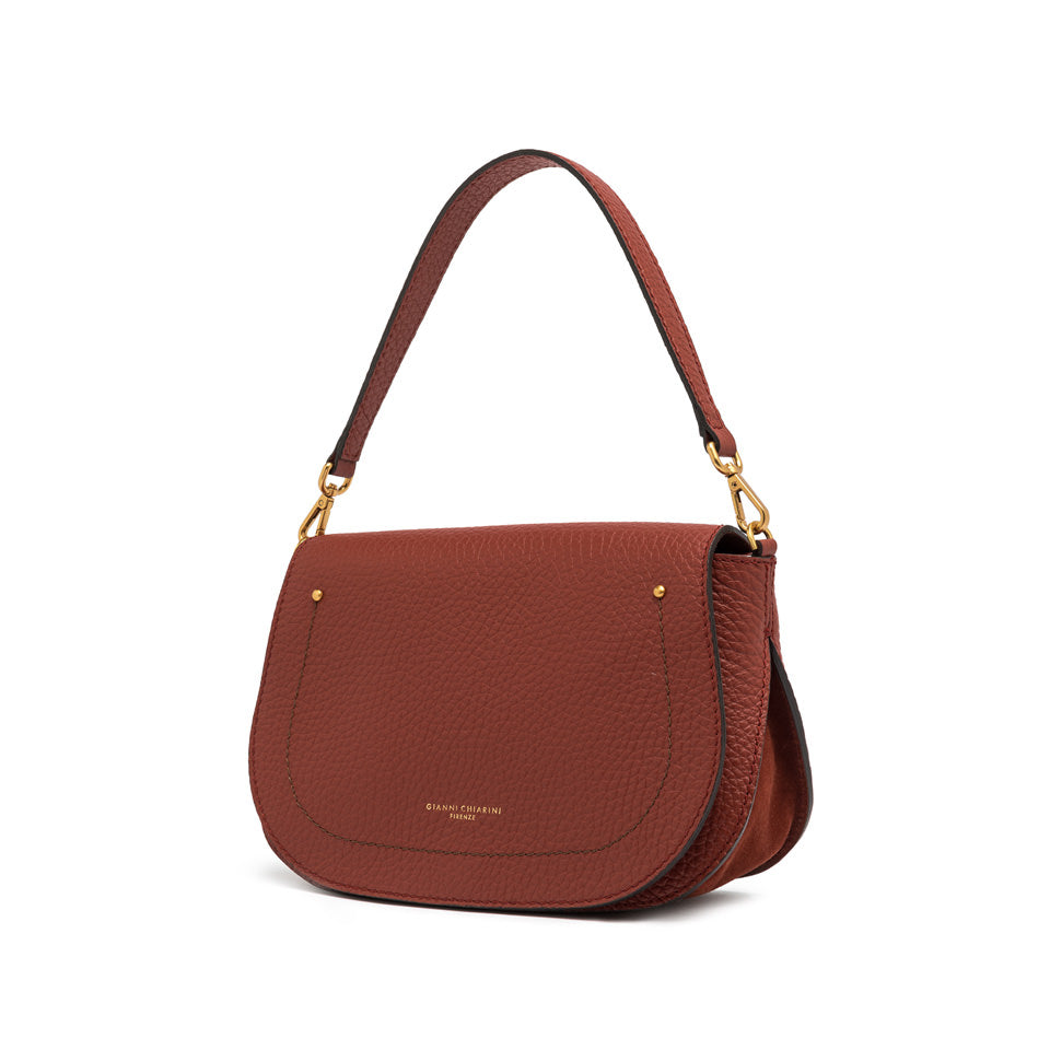 Gianni Chiarini Olga handtas in maxi-grain leer – vooraanzicht met flap