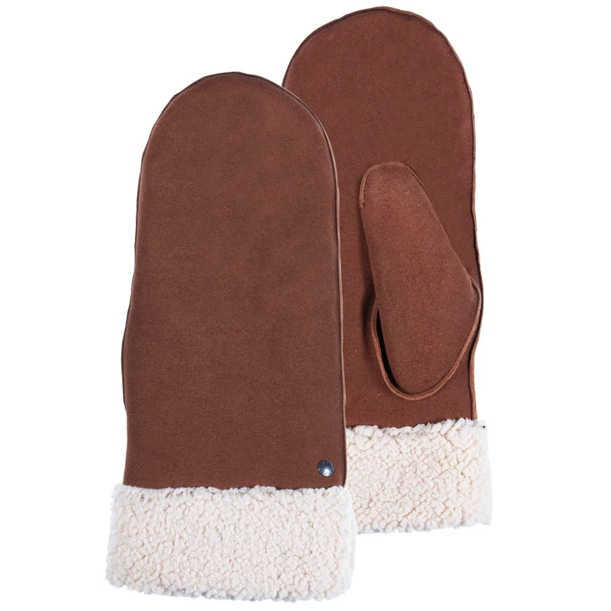 Wanten dames leder imitatiebont camel