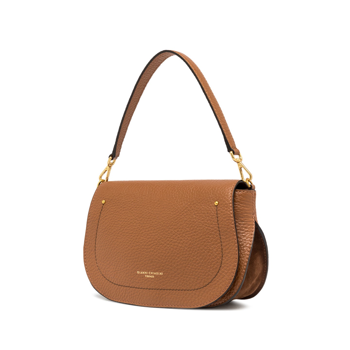 Gianni Chiarini Olga handtas in maxi-grain leer – vooraanzicht met flap