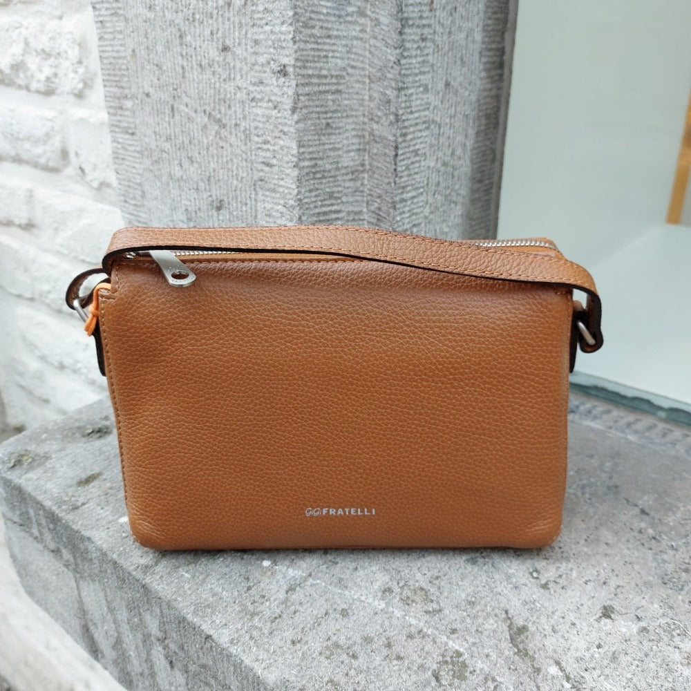 Handtas leder cognac ROM0105  Gigi Fratelli