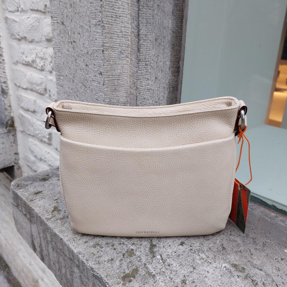 Handtas leder beige ROM0169