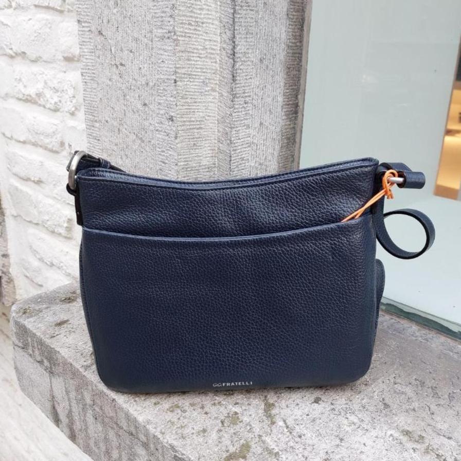 Handtas leder blauw ROM0169