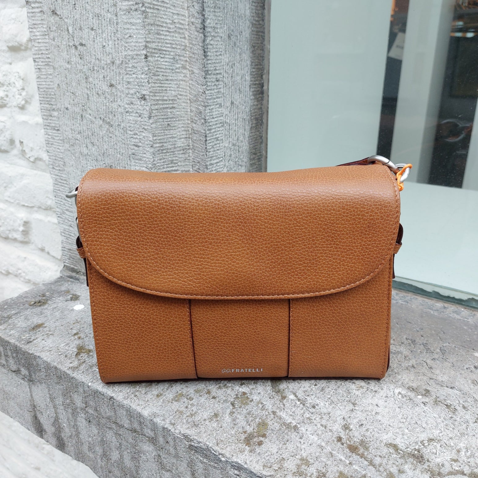 Lederen handtas cognac ROM0184