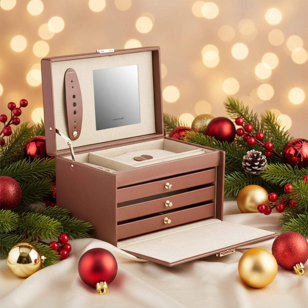 Juweeldoos leder cognac