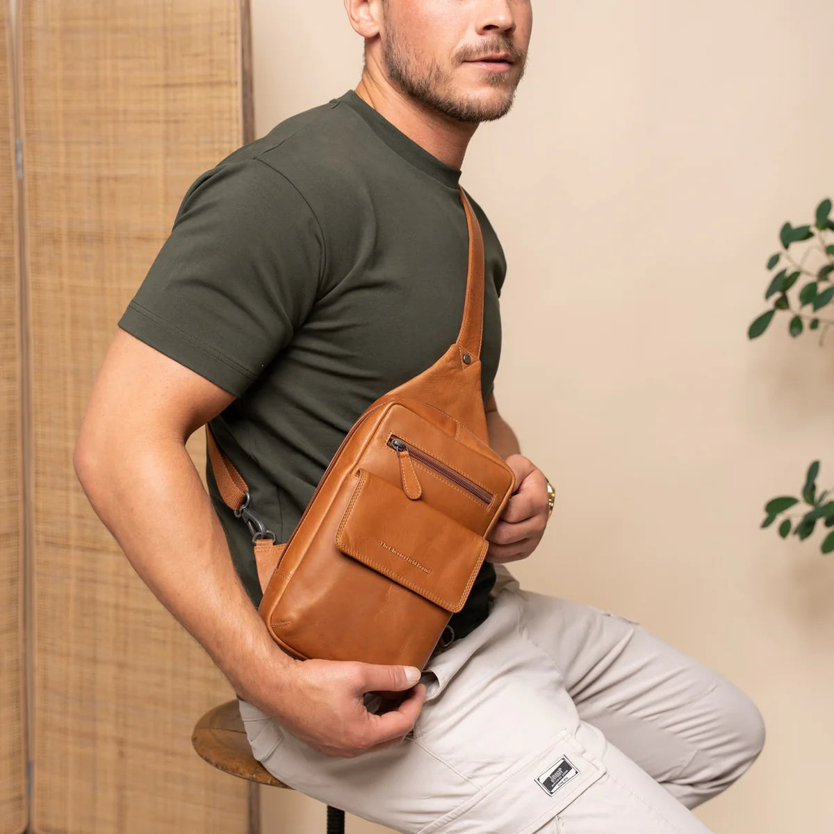 Leren sling bag 