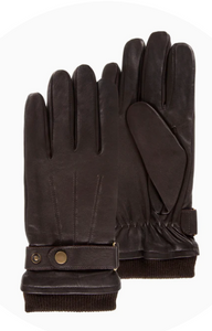 Handschoenen HEREN leder met fleece Smarttouch bruin