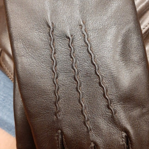 Handschoenen HEREN leder met wol bruin
