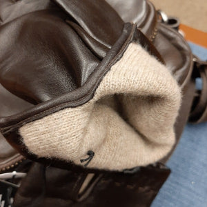 Handschoenen HEREN leder met wol bruin