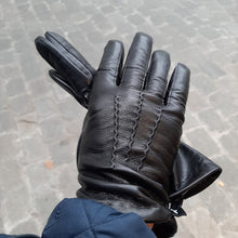 Afbeelding in Gallery-weergave laden, Handschoenen HEREN leder met wol zwart
