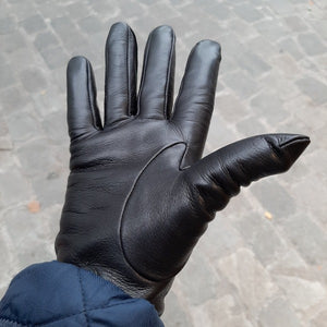 Handschoenen HEREN leder met wol zwart