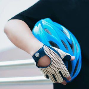 Handschoenen HEREN fiets/scooter leder blauw