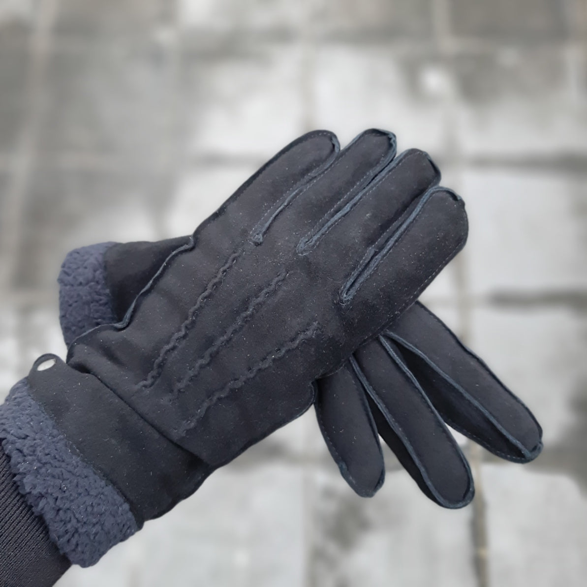 Handschoenen dames leder imitatiebont zwart
