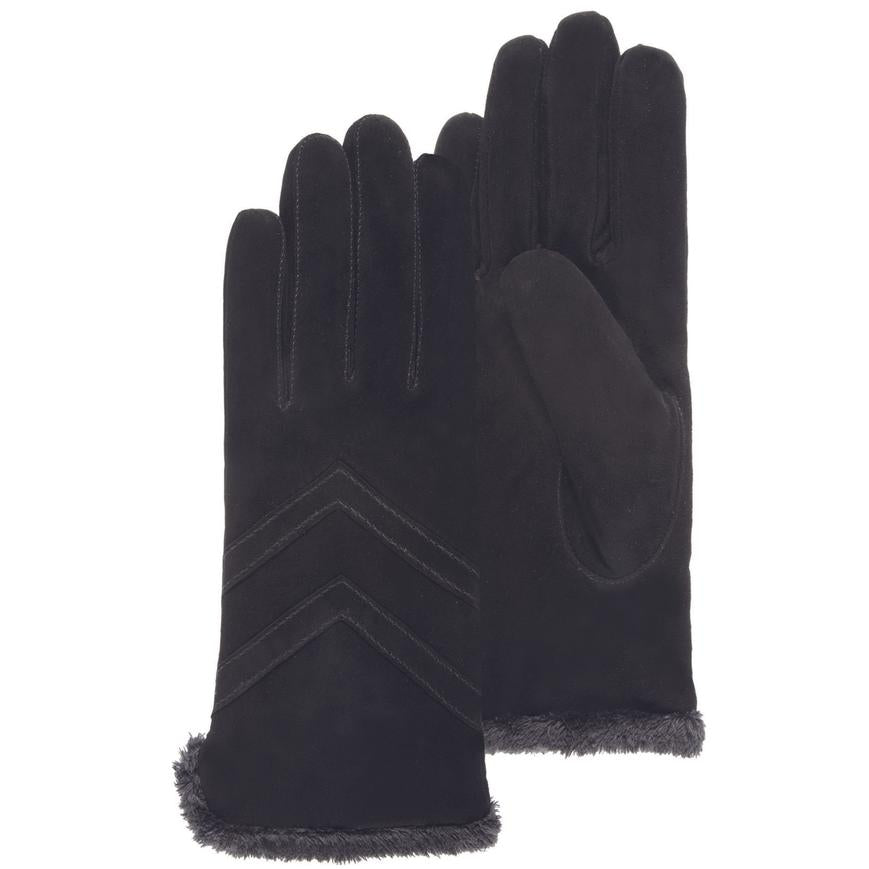 Handschoenen DAMES leder micro-nepbont zwart