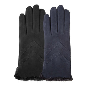 Handschoenen DAMES leder micro-nepbont zwart