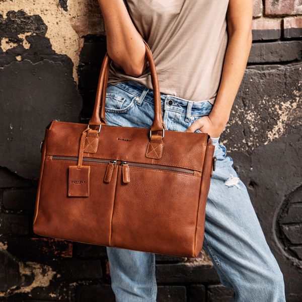 Leren sales laptoptas dames