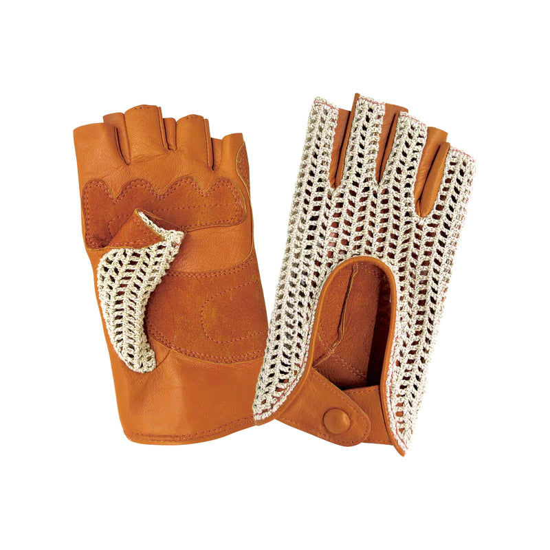 Handschoenen dames fiets/scooter leder cognac